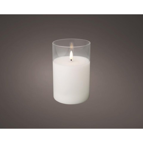 CANDELA BIANCA IN VETRO CON LED H.15XD.10